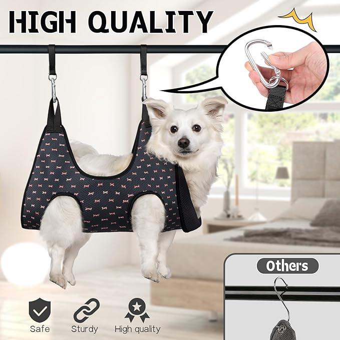 Supet Dog Grooming Hammock Harness for Dogs Cats, Relaxation Pet Nail Clipper Hammock, Restraint Dog & Medium Animal Leashes Sling for Groomingk for Nail Trimming (Black Currant, M)