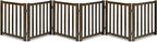 LZRS 6-Panel Extra-Wide Freestanding Wooden Dog Gate Indoor – 24”High Foldable Safety Pet Barrier for Doorways, Hallways, Kitchens, Durable Design fit Small to Medium Dogs, Walnutl
