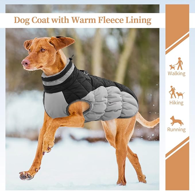 Dog Jackets for Medium Dogs,Medium Dog Coat,Warm Pet Winter Coat Zip Up Back,Waterproof Dogs Jacket with D-Ring,Pet Cold Weather Coats with Fleece Lined, Snowsuit Pug Boston Terrier,Black,M