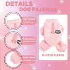 Fleece Dog Pajamas Winter Warm Dog Sweater for Small Dogs Thermal Soft Puppy Pjs Coat Stretchy Jumpsuit Doggie Pet Clothes Outfits Cat Apparel (Pink, Large)