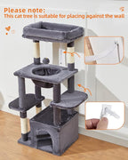 Taoqimiao Cat Tree,39.4-Inch Cat Tower for Indoor Cats,Suitable for Kittens with Luxurious cat condo with Soft Hammock and Luxurious Perch MS027G Smoky Gray
