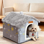 Dog House Indoor, Foldable Soft Kennel Bed with Cushion for Small Medium Large Dogs Cats, Winter Warm Cat Nest Puppy Cave (XL-Within 40 lbs)