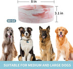 Elevated/Raised Dog Bowl Ceramic with Wood Stand for Medium Large Breed,Dog Food Water Dish Heavy Weighted, 8 in Non Slip Porcelain Pet Bowl Extra Big Marble Pink