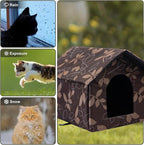 Cat Houses for Outdoor Cats Outdoor Houses for Feral Cats Cat House with Weatherproof Canvas Roof Stray Shelter (Cat House Brown, Large-Houses)