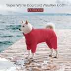 ROZKITCH Dog Pajamas XL, Pet Windproof Warm Cold Weather Jacket Vest Cozy Jumpsuit Apparel Outfit Clothes for Small Medium Large Dog Walking Hiking Sleep Red XL