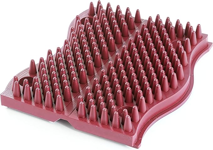 The Original ScratchnAll Animal Scratch Pad, Flexible Acupressure Nubs & Interlocking Design, Very Durable & All-Weather, Great for Domestic, Barnyard and Zoo Animals - USA Made, Wine