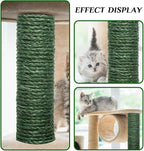 Green Sisal Rope, 1/4 Inch, 32-Feet, for Cat Scratching Post, DIY Hemp Twine, 6mm, 10m