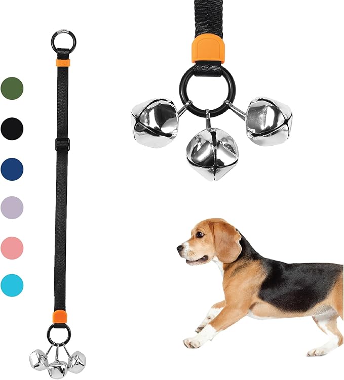 SVD.PET Dog Door Bell with Hanging Ring, Dog Bells to Go Outside for Potty Training, Can Attach to Door Knob or Anywhere Near The Door, Height Adjustable, Loud Jingle Bells for Puppies (Black)