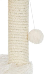 TRIXIE Baza Grande Cat Scratching Post 23,6 Inch - with Durable Sisal Rope and with Fluffy Hammock, Dangling Cat Toy & Cuddly Cat Cave - in Cream