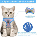 Cat & Dog Vest Harness - All Weather Mesh, Reflective Strap, Step-in Adjustable for Small Cats & Dogs (Pink and Blue,XS)