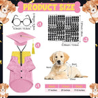 5 Pcs Dog Graduation Costume Set Include 2026 Pet Graduation Gown with Stole Puppy Grad Cap Lensless Glasses DIY Letter Stickers for Dogs Cats Holiday Costume Accessory(Pink Yellow,L)