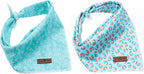 Lionet Paws Summer Dog Bandanas 2 Pack, Blue Washable Dog Triangle Bibs Scarf Dog Kerchief,Adjustable Triangle Holiday Scarves for Medium Large Extra Large Dogs Pets, Ball&StarFish