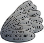 All Quality Oval DO NOT Ring DOORBELL Thank You Sign - Silver Large 10 Pack
