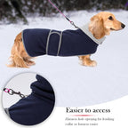 Geyecete Dachshund Sweaters for Dogs,Dog Jacket,Dachshund Coat Perfect Dog Winter Coat with Padded Fleece Lining and high Collar,Snowsuit with Adjustable Bands Sizes-Navy-M