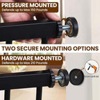 Mumeasy 29.7-57" Extra Wide Baby Gate for Doorways, Auto Close Dog Gate Indoor for Stairs, No-Drill Pressure Mounted Pet Gate with Door, Easy Walk Thru Long&Large Safety Gate for House, Outdoor, Black