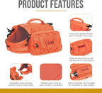 ONETIGRIS Dog Backpack for Medium & Large Dogs, Nylon Backpack for Dogs Tactical Pet Backpack with Side Pockets for Hiking Walking Training Running (Orange, Medium)