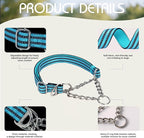 Martingale Collar for Dogs,Heavy Duty No Pull Dog Collar with Reflective Nylon, Adjustable Choke Chain Collar with Soft Padded Training Collar for Large/Medium Dogs (Blue L)