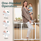 Cumbor 2 Pack 29.7"-48" Baby Gate for Stairs, Mom's Choice Awards Winner-Dog Gate for Doorways, Pressure Mounted Auto-Close Pet Gates for Dogs Indoor, Safety Child Gate with Easy Walk Thru Door,White