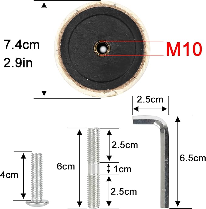 4 Pcs 2.9in 7.4cm Diameter Cat Tree Scratching Post Replacement Sisal Pole Parts (M10, 13.8in/35cm)