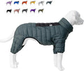 ArmyGreen Dog Jacket, 4-Legs Covered Waterproof Windproof Reflective Warm Dog Vest, Zippered Adjustable Outdoor Snow Jacket for Small/Medium/Large Dogs - XXXL