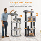 PETEPELA Cat Tree for Large Cats up to 30 lbs, 58" Heavy Duty Cat Tower with Reinforced Scratching Posts[ φ3.9”], Large Hammock, Spacious Condo & Top Perch, Sturdy Cat Furniture for Maine Coons, Black