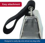 Water & Woods Nickel Cow Bell for Dogs by Coastal Pet - Durable Noise Maker - Easy Attachment - Nickel-Plated Material with Nylon Handle - Black, Small