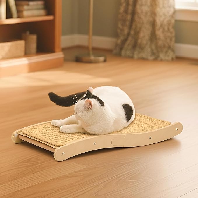 PETKARAY Sisal Cat Scratching Board, Curved Sisal Cat Scratcher, Large Indoor Kitty Scratch Pad, Heavy Duty Wave Lounge Bed for Kitten