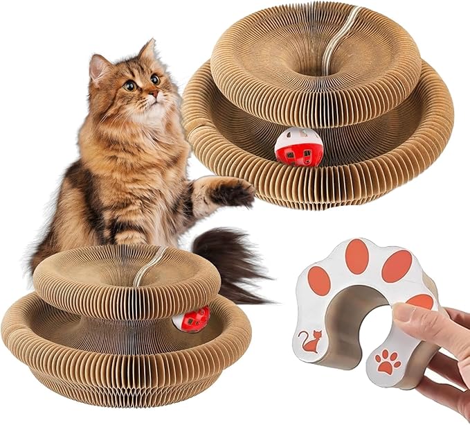 2-Pack Kitty kurls cat Scratcher – Foldable Kitty Curls Scratching Board, Magic Organ cat Toy with Reversible Corrugated Pads for Indoor Cats