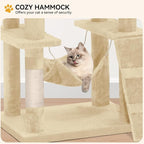 YITAHOME 190.5 cm Tall Heavy Duty Cat Trees for Large Cats, 75inch Maine Coon Tower Indoor with Scratching Post, Hammock, Cat Condo for Adult Cats,Beige