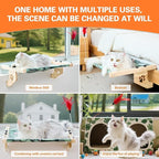 Cat Window Perch for Large Cats Inside, Sturdy Cat Window Hammock Seat with Cooling Mat, Adjustable Cats Platform Bed Shelf Fits Windowsill, Bedside, Desk, Drawers and Cabinet