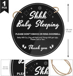 Shhh Baby Sleeping Sign for Front Door 9 inch Durable Acrylic Do Not Knock or Ring Doorbell Sign with Rope No Knocking Door Signs for New Parents Homes with Pets Nap Time Nurseries