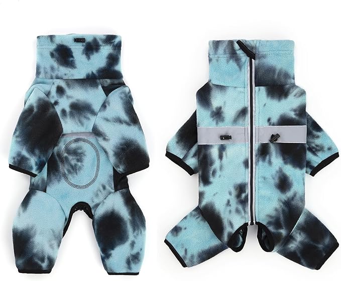 Dog Coats for Small Dogs, Polar Fleece Dog Pajamas Bodysuit, Puppy Onesies Tie Dye Jumpsuits, Dogs Warm Clothes Four-Legged, Doggie Fullbody Winter Jacket Vest