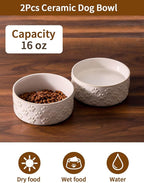 UBEE Small Dog Bowls Set of 2, 5.1 inch Ceramic Dog Dish Food Bowl, Pet Food Water Dish Feeding for Small Dogs and Large Cat, Paw Pattern, 5.1 in-Small, White