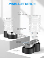 1.7 Gallon Automatic Dog Water Dispenser【Wide Mouth for Easy Hand-in Cleaning】【Removable Stainless Steel Bowl】, Gravity Refilling Large Capacity for Cats and Dogs, Multi-Pet Homes