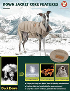 SPACE LION Dog Puffer Jacket, Down Winter Coat, Durable Outdoor Coat for Cold and Windy Conditions, Lightweight & Adjustable Fit Coats for Small Dogs, (Camel, Size 10 Gift Box)