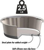 2.5 lb Weighted Dog Bowl - No Slip, No Tip - Heavy Stainless Steel Dog Bowl with Silicone Rubber Foot