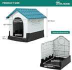 YITAHOME Dog House Outdoor Plastic Doghouse Water Resistant Pet House with Adjustable Skylight and Elevated Base for Small, Medium, and Large Dogs