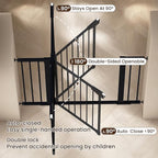 Mumeasy 29.6-46" Baby Gate for Stairs, Pressure Mounted Dog Gate for Doorways, Auto Close Pet Gate for Indoor Use, Extra Wide Child Gate with Walk Thru Door Black, Mom's Choice Awards Winner