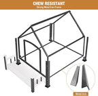 Dog House with Anti-Bite Metal Iron Frame Outdoor Wooden Dog Kennel Indoor Puppy Shelter for Small Medium Large Dogs Weatherproof(Off-White)