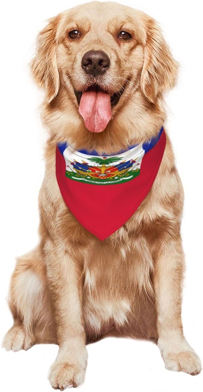 Dog Bandanas Haiti Flag Pet Bandana Scarf Triangle Bibs Kerchief Accessories for Dogs Cats