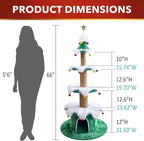 Cat Christmas Tree Multi Level Cat Tower with Scratching Posts Plush Condos and Holiday Cat Furniture Design Available in Multiple Styles and Sizes (Noble Fir, 66" H)