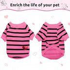 Pet Dog Striped T-Shirt Dogs Cats Cotton Vest Spring Summer Pet Apparel Tee Shirt Suitable for Small and Medium Large Pets French Bulldog Bichon