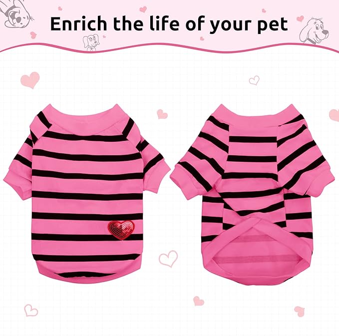 Pet Dog Striped T-Shirt Dogs Cats Cotton Vest Spring Summer Pet Apparel Tee Shirt Suitable for Small and Medium Large Pets French Bulldog Bichon