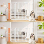 34" Extra Tall Baby Gate for Stairs, Auto Close Stroller Friendly Dog Gate Indoor for Doorways, Pressure Mounted 29"-45" Wide Baby Gate, Easy Walk Through Gate for Children & Pets, White