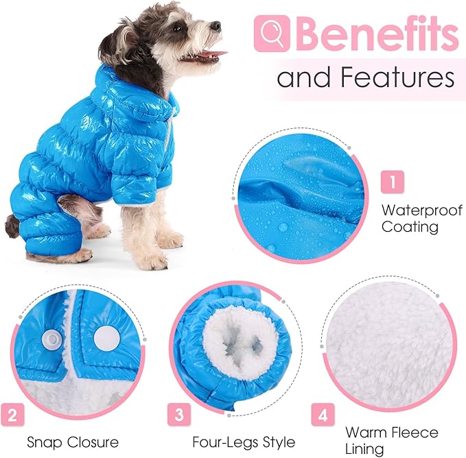 AOFITEE Dog Winter Coat, Waterproof Dog Jacket, Fullbody Dogs Winter Coat Snowsuit, Windproof Puppy Puffer Jacket Snow Suit with Legs, Pet Fleece Vest, Cold Weather Coats for Small Dogs, XXL