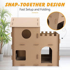 Cardboard Cat House for Indoor Cats, Multi-Level Scratcher Condo with Corrugated Scratch Pads, Hideout Bed for Large Cats, Rabbits, Small Pets, 20.6x13.3x19.8 inches