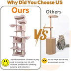 Anwick 68" Tall Cat Tree Tower with Scratching Posts, Cat House with Hammocks, Cat Condos for Indoor Cats, Removable Cushions, Multi-Level Cat Playground (Pink)
