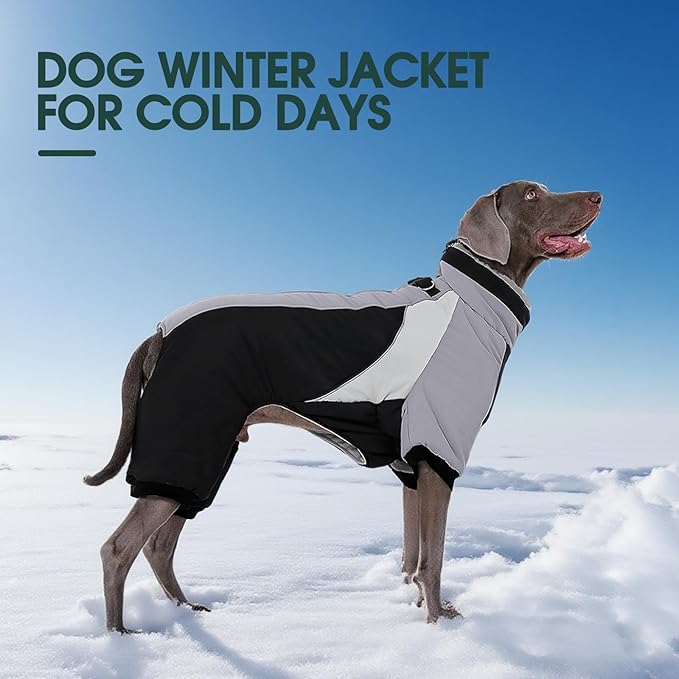 Kuoser Thick Dog Coat,Windproof Dog Jacket for Medium Dogs, Warm Doggie Winter Coat Reflective Pet Cold Weather Coats with Zipper, Black L