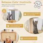 Tangkula Modern Cat Tree, Tall Multi-Level Cat Tower with Double Condos, Jumping Platforms, Dangling Balls, Sisal Carpets & Scratching Posts, Wood Cat Tree Tower for Indoor Cats