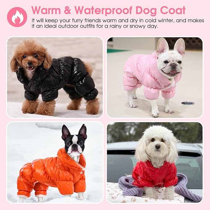 AOFITEE Dog Winter Coat, Waterproof Dog Jacket, Fullbody Dogs Winter Coat Snowsuit, Windproof Puppy Puffer Jacket Snow Suit with Legs, Pet Fleece Vest, Cold Weather Coats for Small Dogs, XL